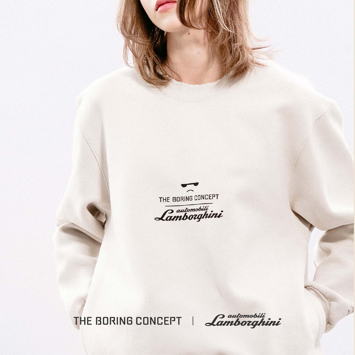 The Boring Concept  TBC|Lamborghini Boring white destructive hoodie