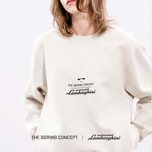 The Boring Concept  TBC|Lamborghini Boring white destructive hoodie
