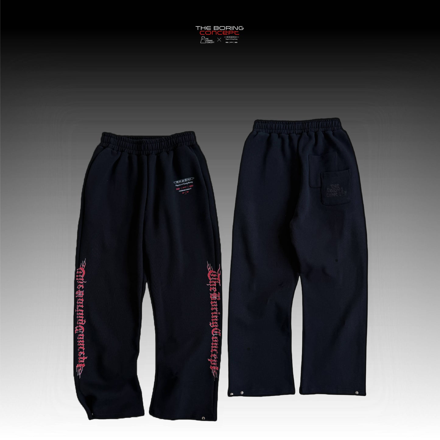 TBC×SPS PAGANI HONGKONG Black printed long pants