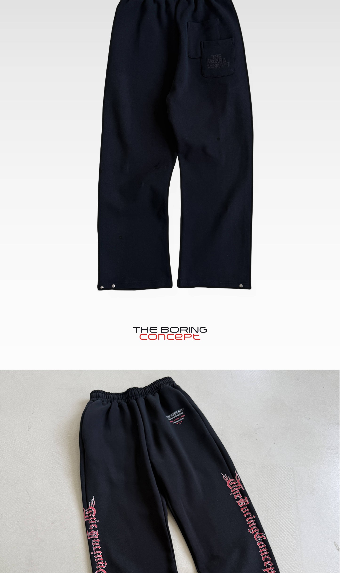 TBC×SPS PAGANI HONGKONG Black printed long pants