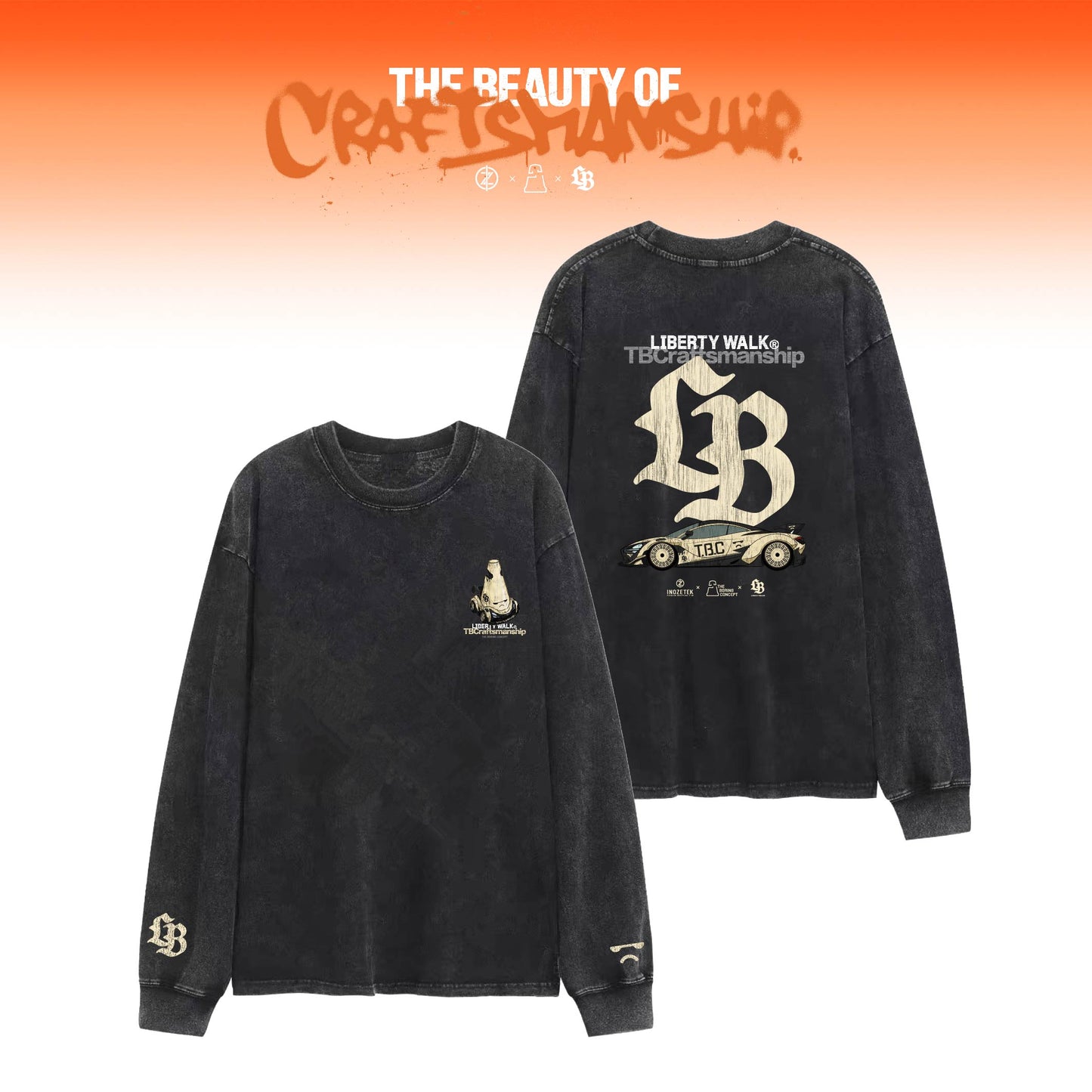 The Boring Concept Libertywalk  LBWK×inozetek×TBC  Washed black long sleeves- McLaren 720S