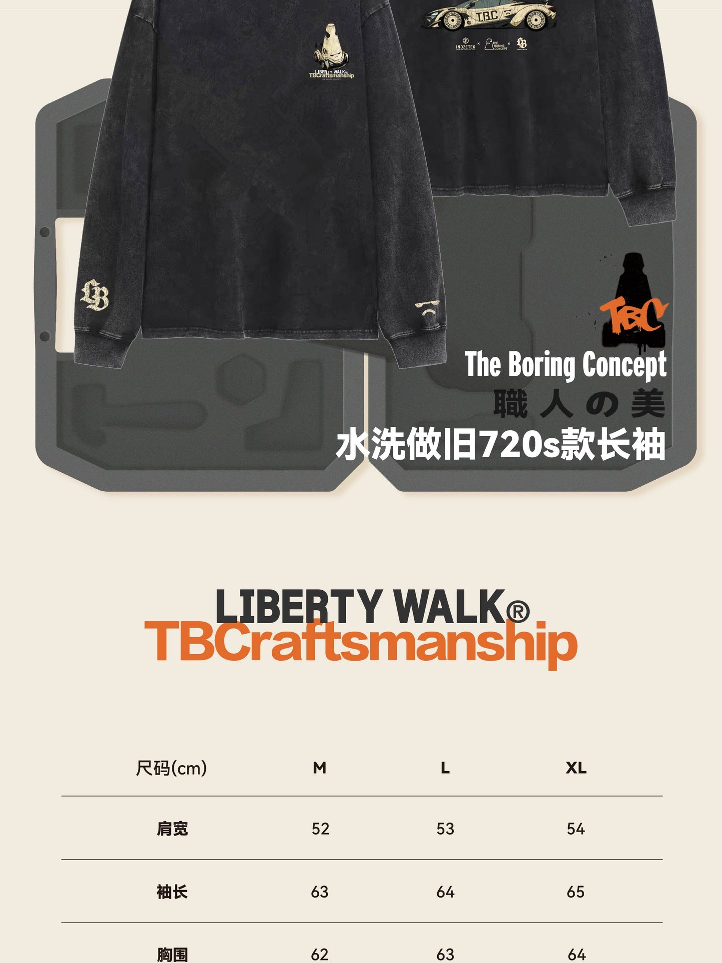 The Boring Concept Libertywalk  LBWK×inozetek×TBC  Washed black long sleeves- McLaren 720S