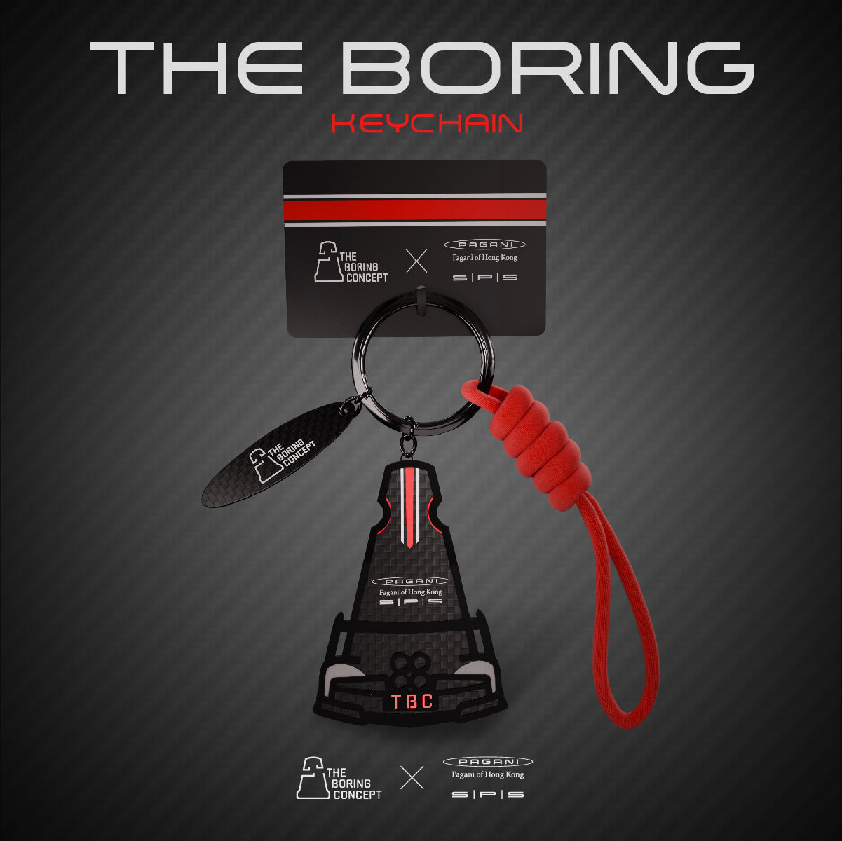 TBC×SPS PAGANI HONGKONG Carbon fiber keychain