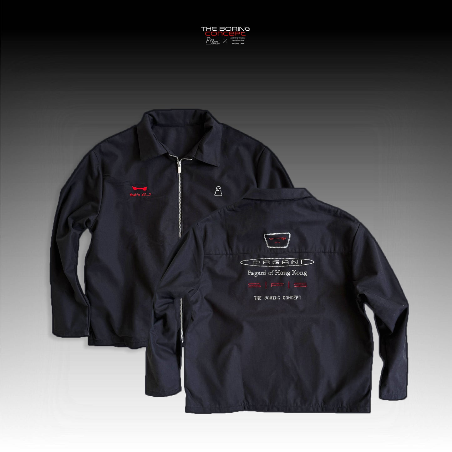 TBC×SPS PAGANI HONGKONG Black crystal-embellished jacket