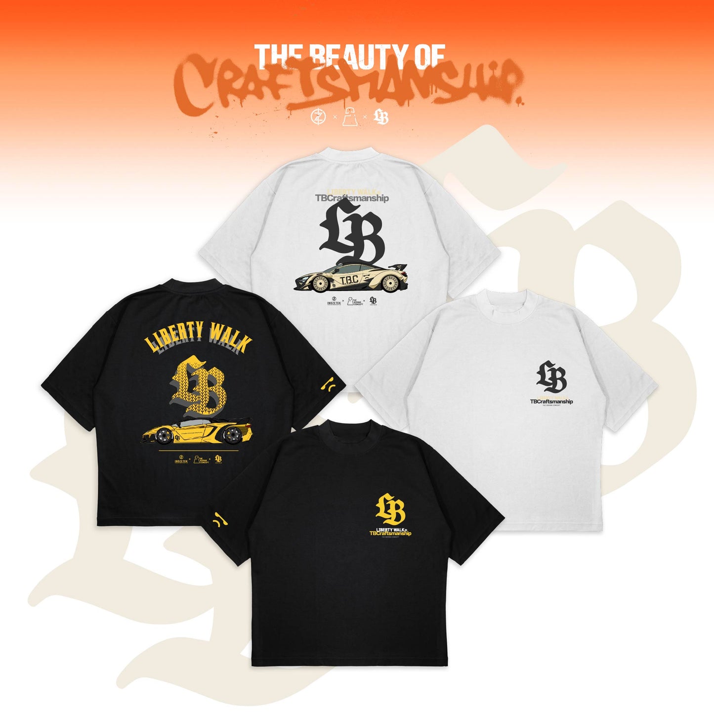 The Boring Concept Libertywalk  LBWK×inozetek×TBC  Black T-shirt Aventador GT EVO|White  T-shirt McLaren 720S