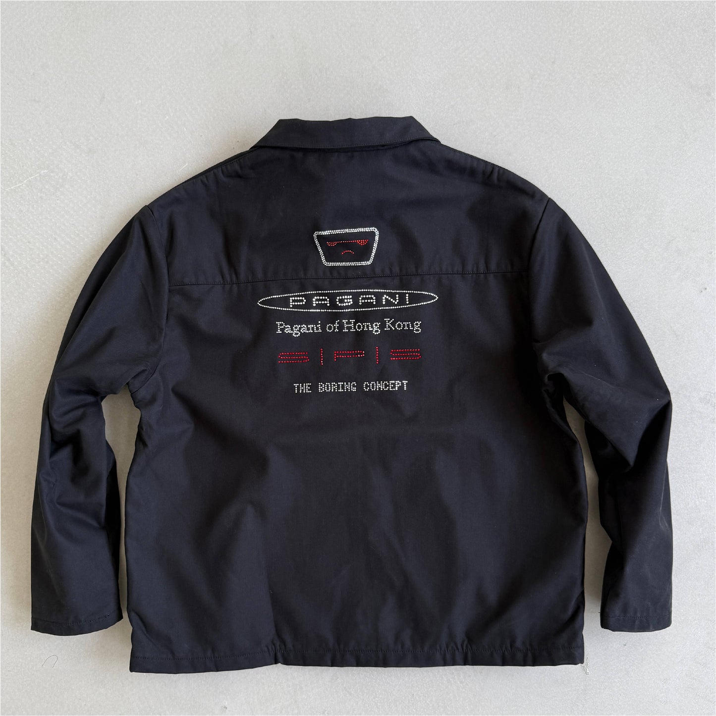TBC×SPS PAGANI HONGKONG Black crystal-embellished jacket