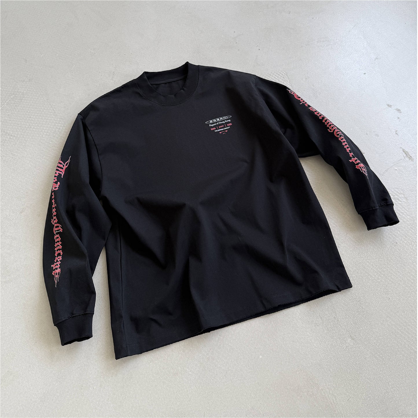 TBC×SPS PAGANI HONGKONG Black printed long-sleeve T-shirt