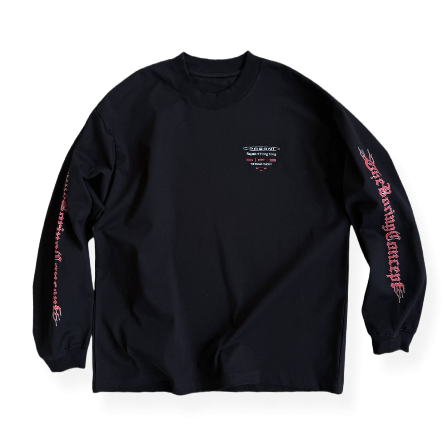 TBC×SPS PAGANI HONGKONG Black printed long-sleeve T-shirt