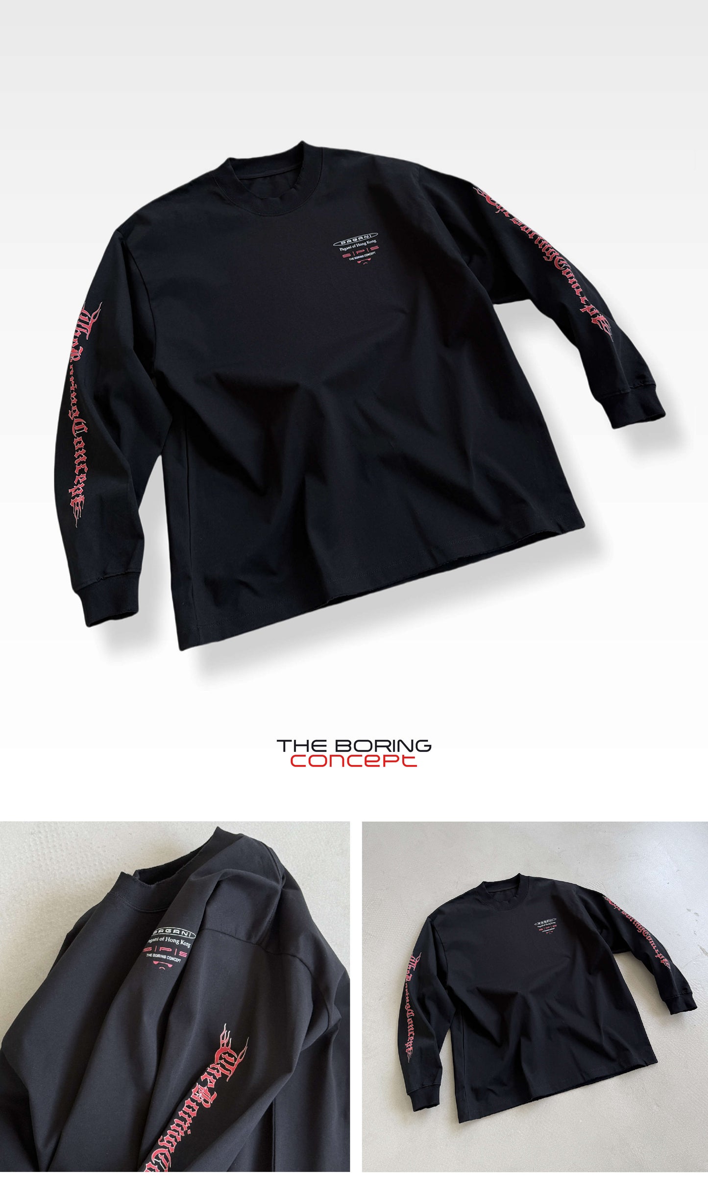 TBC×SPS PAGANI HONGKONG Black printed long-sleeve T-shirt