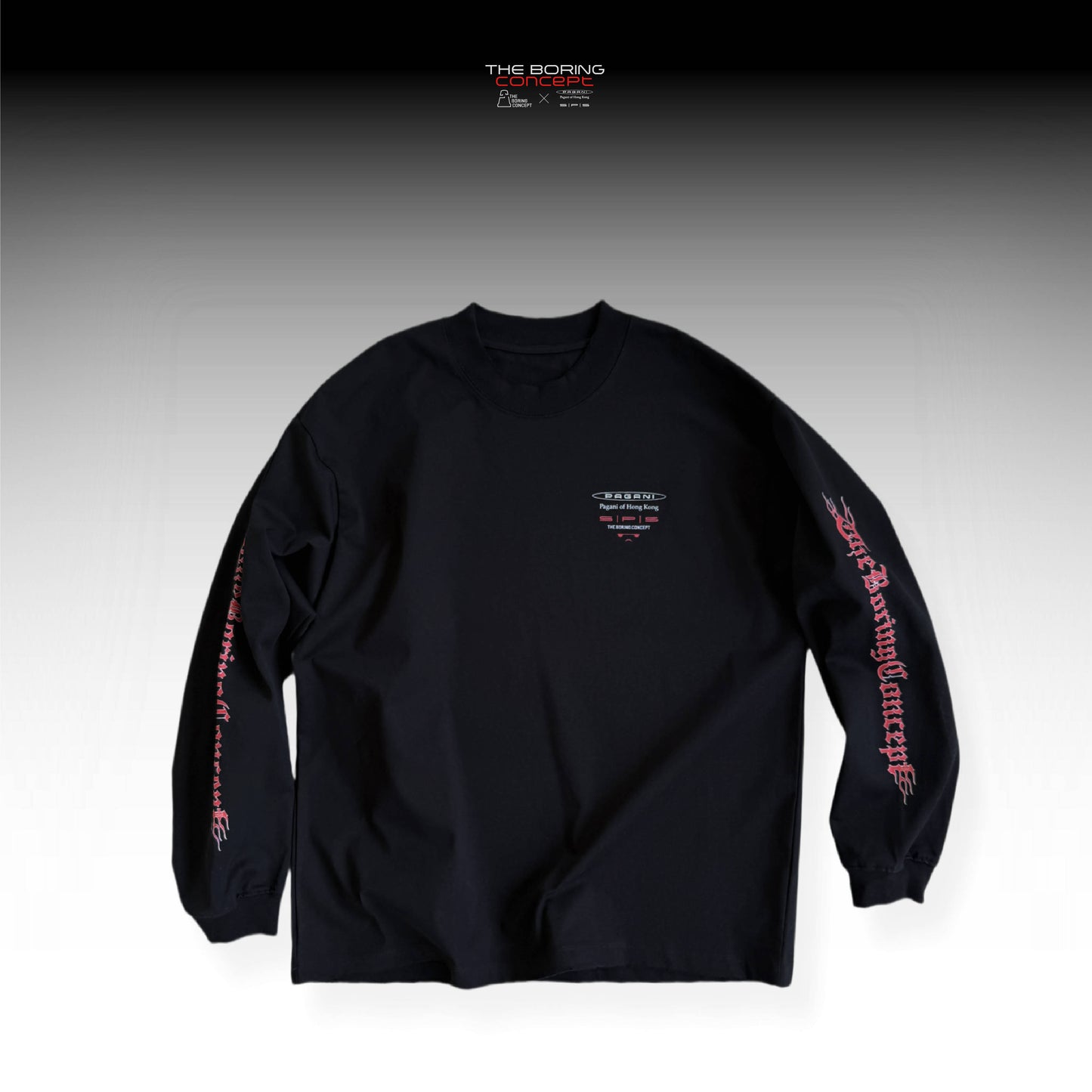 TBC×SPS PAGANI HONGKONG Black printed long-sleeve T-shirt