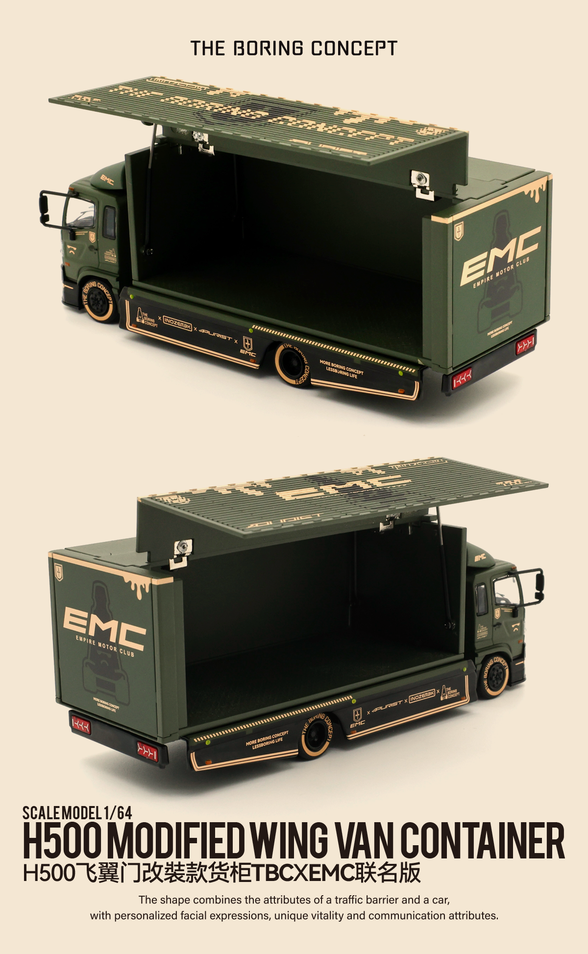 Empire Motor Club X The Boring Concept X INOZETEK X Purist Group - Paddock64 1/64 Container Trailer Model Car