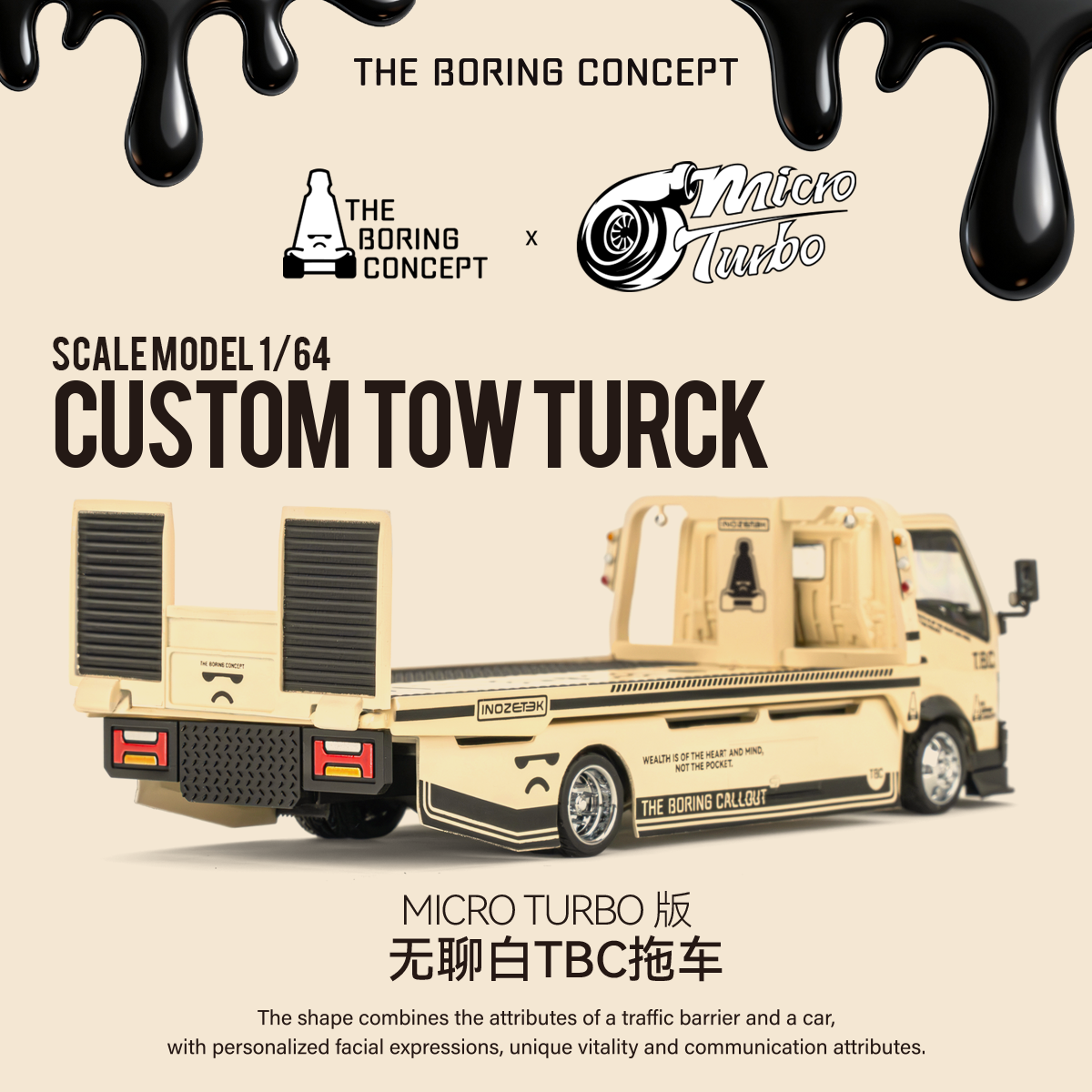 Pre-sale Full Payment: TBC X Micro Turbo 1:64 Flatbed Trailer Diecast Model Car - Boring White Livery