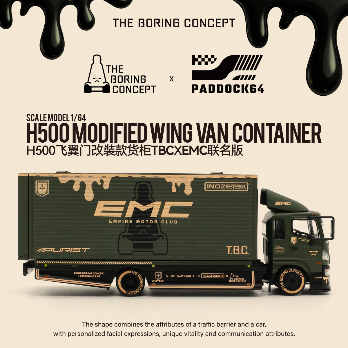 Empire Motor Club X The Boring Concept X INOZETEK X Purist Group - Paddock64 1/64 Container Trailer Model Car