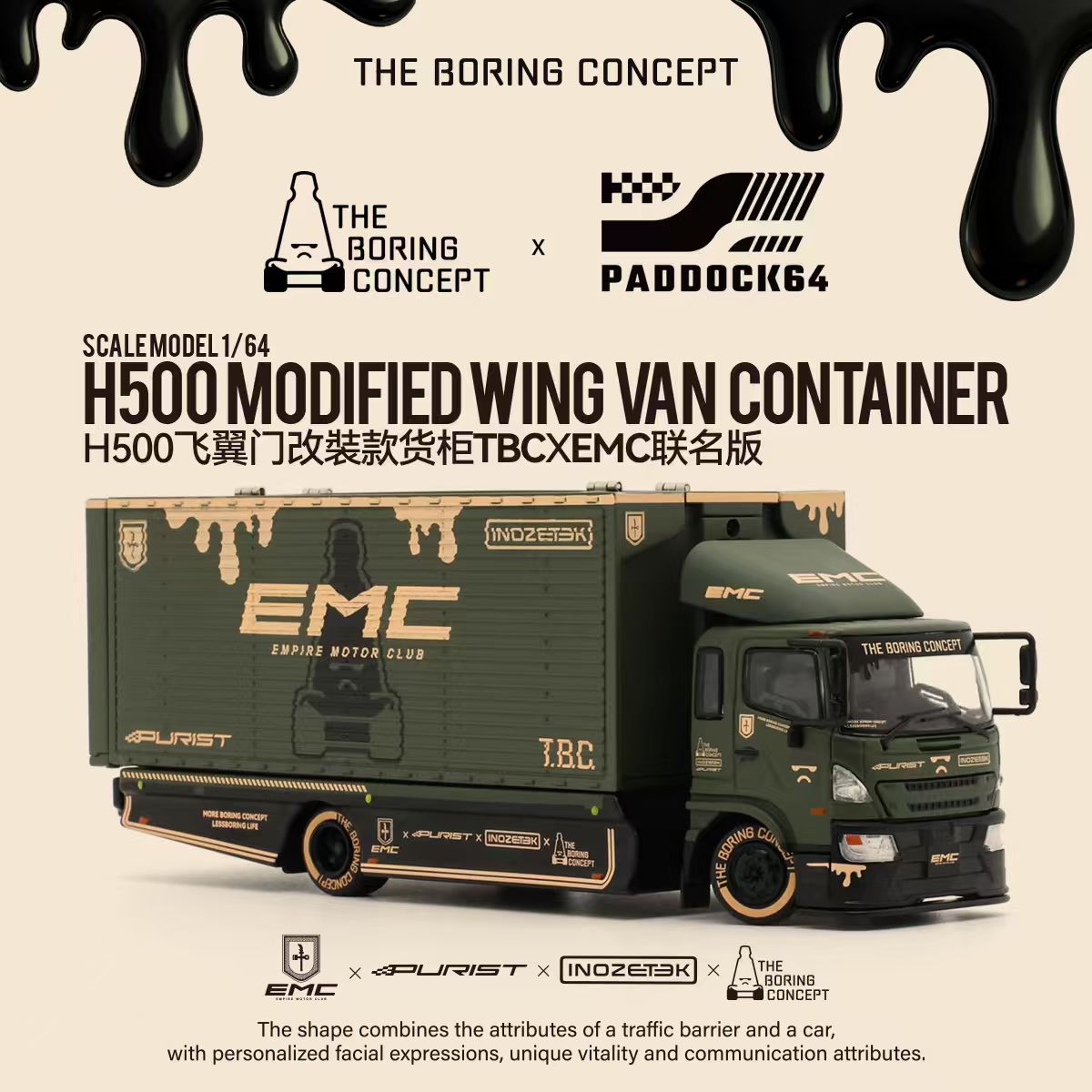 Empire Motor Club X The Boring Concept X INOZETEK X Purist Group - Paddock64 1/64 Container Trailer Model Car