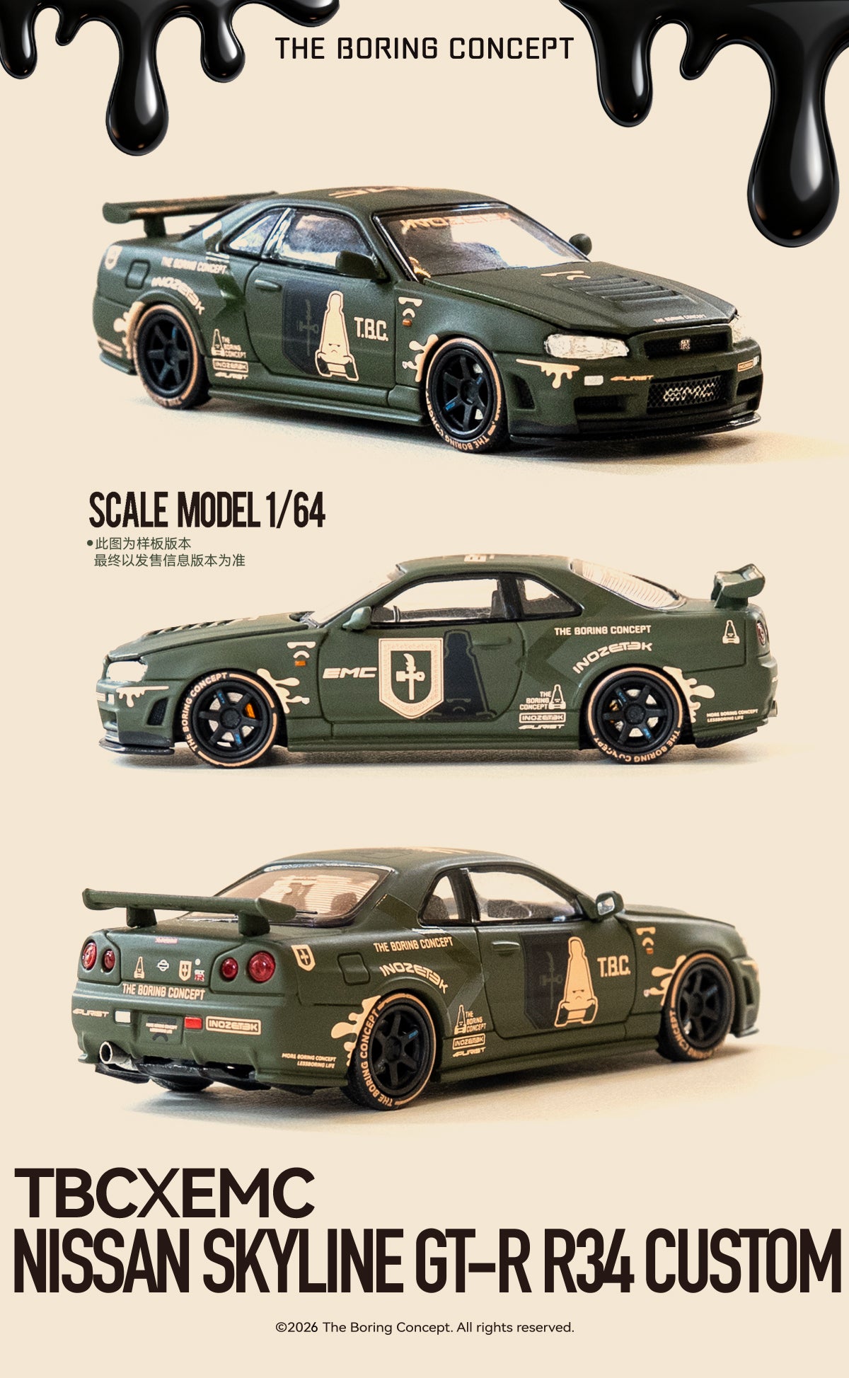 Empire Motor Club X TheBoringConcept | TBC x MOTORHELIX GT-R R34 1/64 Model Car