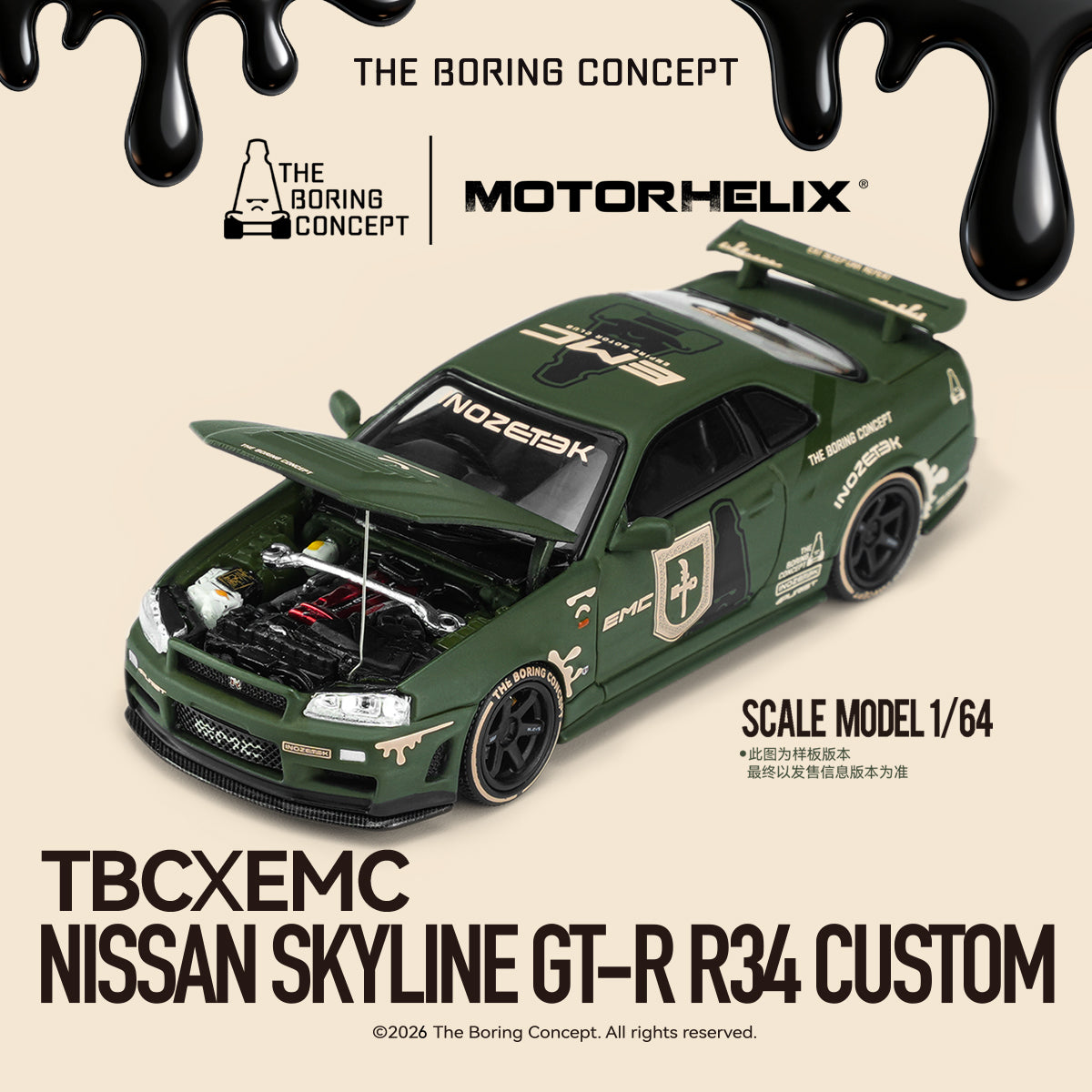 Empire Motor Club X TheBoringConcept | TBC x MOTORHELIX GT-R R34 1/64 Model Car